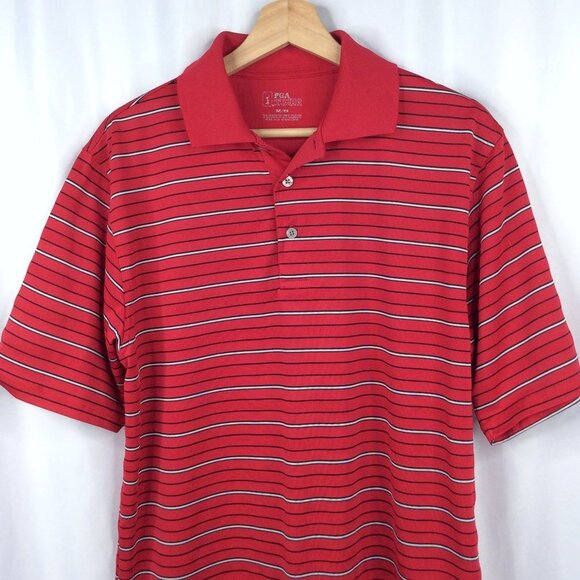 PGA Tour Golf Polo Shirt Mens Size Medium Striped Short Sleeve Athletic - Picture 3 of 5